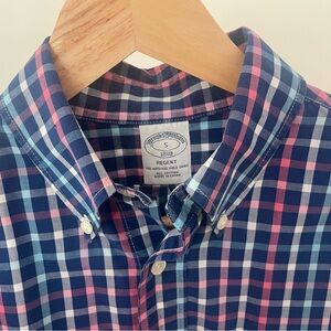Brooks Brothers Men’s Blue Checkered Casual Button Down Shirt - Size Small